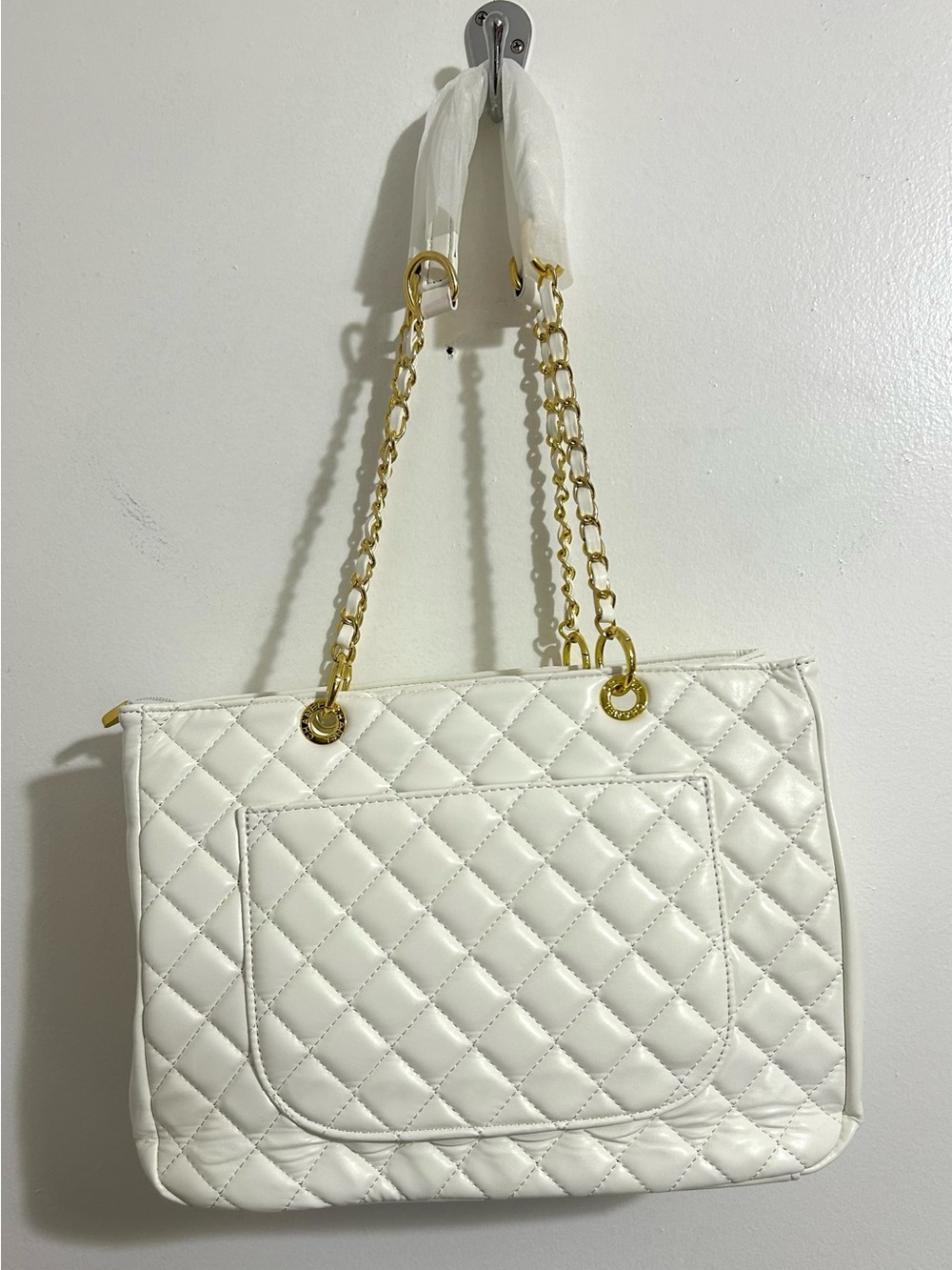 Classic Quilted Large Tote Bag with Gold chain
